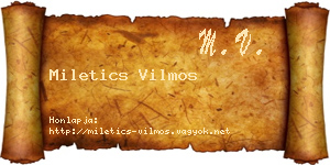 Miletics Vilmos névjegykártya
